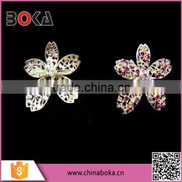 2015 BOKA High Quality Silver Flower Rhinestone Buckle for Ladies Shoes, Rhinestone Shoe Buckle Decorations