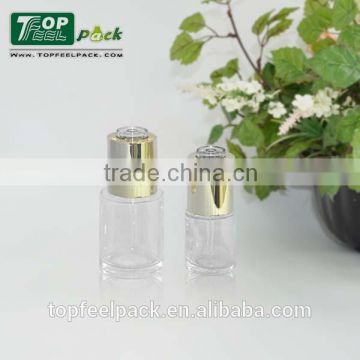 transparent frosted cosmetic glass bottle for essential oil / the cap plating silver