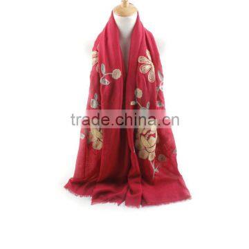 Fashion Ladies Charm Flower Embroidery Cotton Hijab Muslim 2016 Scarf