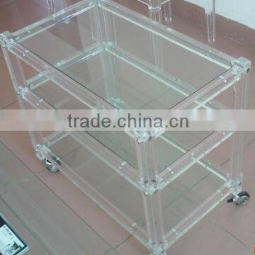 Acrylic hotel trolley food trolley for sale