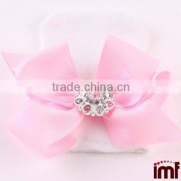 Baby Girl COMING HOME Hat,White Faux Pearl Bow Hospital Hat photo-3