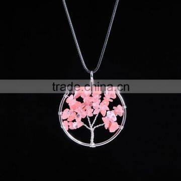 Wholesale New Fashion Red Jasper Natural Stone Tree of Life Necklace Jewelry SMJ0172 photo-5
