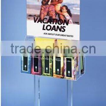 acrylic/plastic brochure display rack with double side 10 literature pockets advertising rack