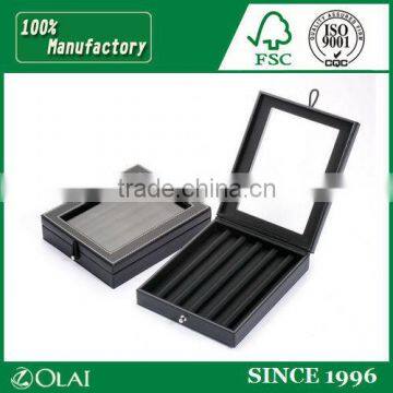 Luxury pu leather pen display packing box with window