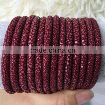 New Arrival Red Wine Color Fish Skin Leather Real Stingray Skin Leather Rope Cord For Bracelet