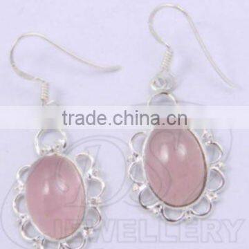 925 Silver earrings sterling silver earrings rose quartz earrings stock earrings