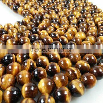 Natural wholesale yellow tigereye round bead mineral gemstone for jewelry making