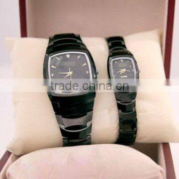 Square barrel tungsten steel couple watches