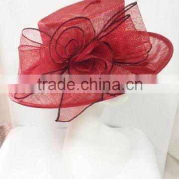 Red party hat/church hat/sinamay hat/straw hat