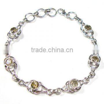 Yellow stone bracelet 925 sterling silver jewelry wholesale sterling bracelet handmade jewelry