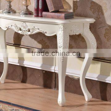 White Exquisite Washed Silver Leaf Solid Wood Hallway Console Table photo-2