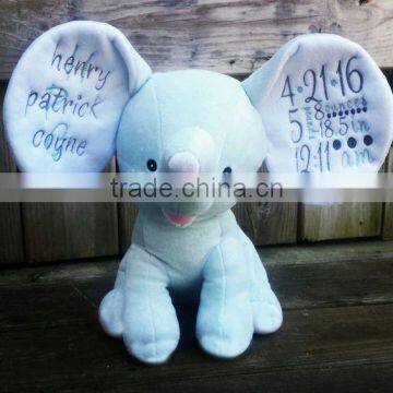 Monogrammed Baby Gift Personalized Embroidered Plush Elephant Birth Announcement