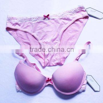 Plain color seamless bra set women sexy fancy bra panty set