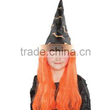 Halloween witch hat with hair for children