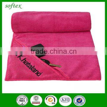 WORKOUT EXERCISE custom microfiber gym towel zipper