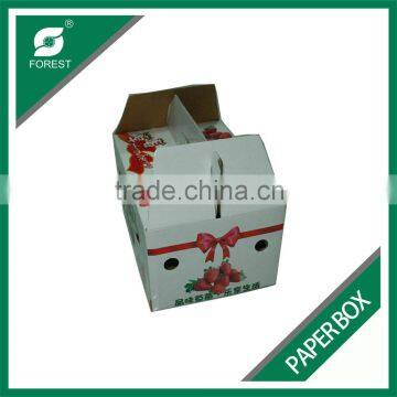 CUSTOM PRINTING CARDBOARD PAPER BOX FOR FRUIT AND VEGETABLE CORRUGATED FRUIT PAPER BOX WTIH HANDLE