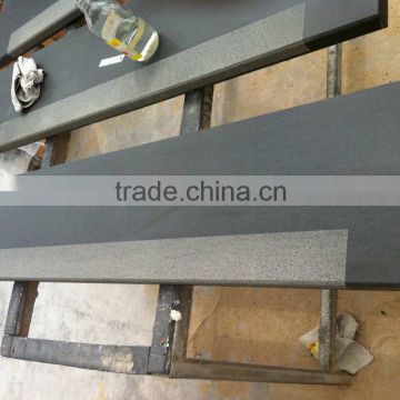 Honed Black Basalt Tread Anti Slip Front Edge Sawn Finish