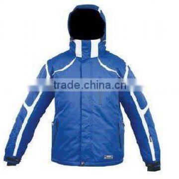 Fashionable blue hoody ski suit for outdoor activity