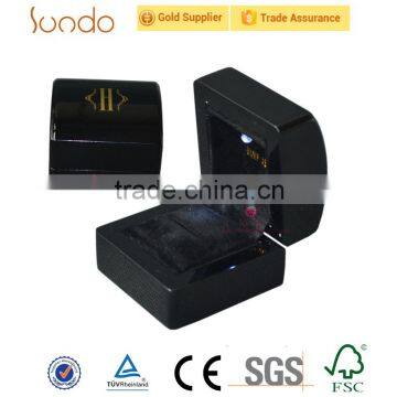 Black creative logo custom ring box wooden