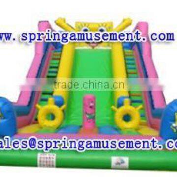 giant colorful inflatable spongebob slide with dual lanes, inflatables SP-SL059