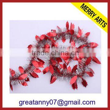 wholesale red leaves ornament silver foil tinsel curtains party decoration