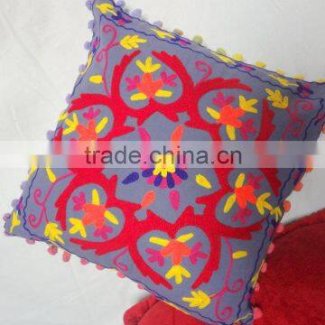 New Designer Accent Pillow Cotton Suzani Embroidered Cushion Cover 16x16'' Pillow Covers Case