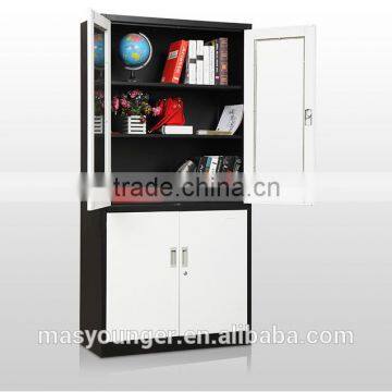 Metal 2 Door Office Detachable Cabinet Half Height Glass Door Filing Cupboard photo-2