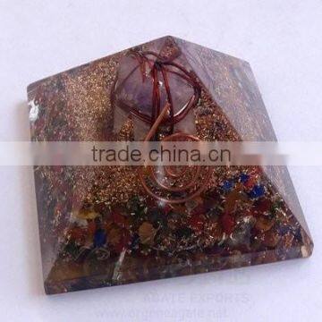 Mix Chakra Stone Orgone Pyramid With Amethyst Markaba | Orgonite-Orgone Energy Pyramid | Wholesale-manufacturer-supplier