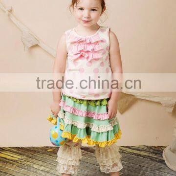 Unique Design Fall Winter 2pcs Stripe Ruffle Boutique Outfits With Two Pockets photo-3