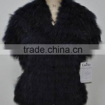 women fashion raccoon fur vest LK16F095