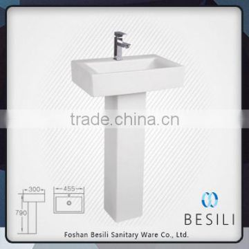 Square Ceramic pedestal bathroom sink J8009