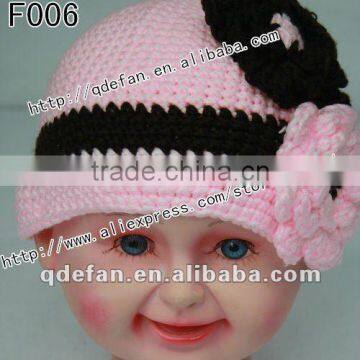 Wholesale 100% cotton girl cute beanie hat girls crochet spring hats lovely handmade flower hat