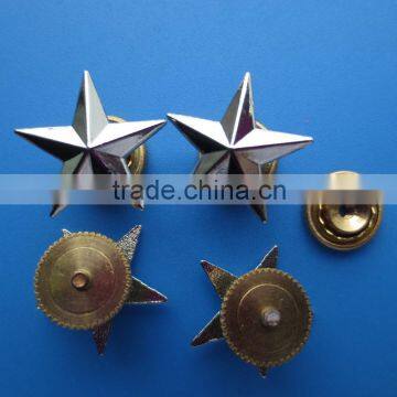 custom metalic golden star metal logo with screw for hat