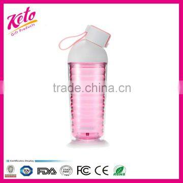 Portable 370ml Plastic Water Bottle Kettle Cup - Pink