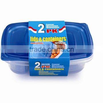 Rectangle shape 3 pcs set or 2pcs set paper card packing Plastic Food Container