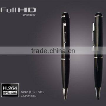 Black 1080P Full HD H.264 pen camera with night vision crystal clear footage 380mAH high battery capacity