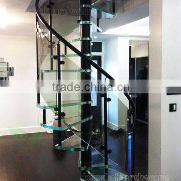 indoor contemporary glass spiral staircase with metal support laminated glass step                        
                                                Quality Choice