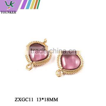 2016 New Design Hot Sale Zircon Faceted Pendant Glass Gold & Silver Bezel Paw Setting Gemstone Connectors for Jewelry Making. photo-3