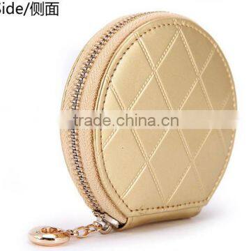 High Quality Wallet Round Shape Zipper Coin Purse Leather Wallet With Chain photo-3