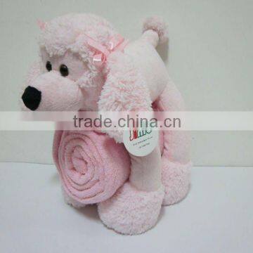 JM8367-1 plush toy dog with children blanket