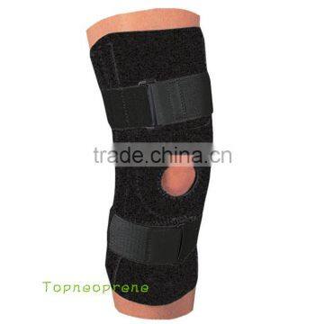 Compression neoprene knee support with adjustable spring support