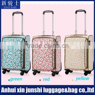 China Factory Polyester Bag Trolley Colorful Flower Printed Luggage Trolley Bag