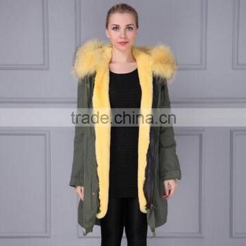 Latest design winter faux fur clothing fur dress army green cotton shell fur casual clothing                        
                                                                                Supplier's Choice