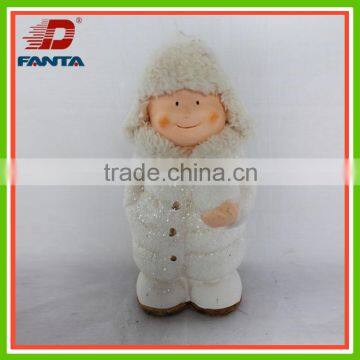 2016 ceramic crafts-ceramic child winter for christmas decoration