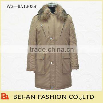 Mens Padded Coat With Fake Fur Collar Trimming