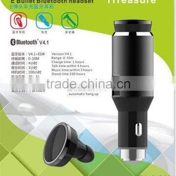 iTreasure Zinc alloy cover doubel USB output car charger wireless Bluetooth earphone safety hammer for escape