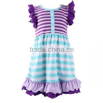 Summer new design stripe ruffle skirt wholesale children's boutique clothing cotton baby girls dress