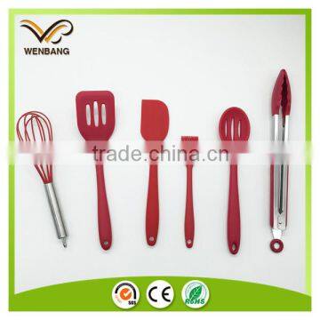 Red colour kitchen silicon utensil set with FDA certificate