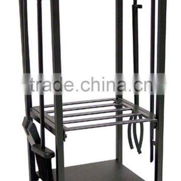 New Style Black Wrought Iron Log Rack with Tools