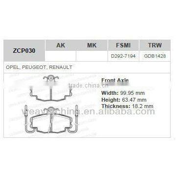 brake pads for OPEL,PEUGEOT,RENAULT